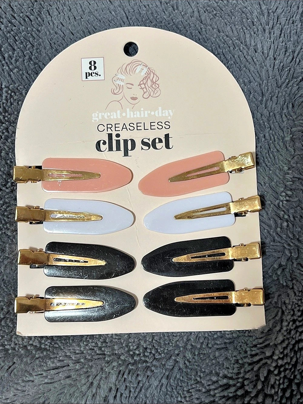 great hair day Creaseless clip set 8-Piece Pink & Black Clip Set NWT